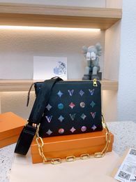 Luis Vuitton Estilo de impresión Lvse Tote Luxury Louiseviutionbag Color Counter Bag Bag Bag Cadena de cuero genuina Bolsa de hombro Paquete Crossbody Han