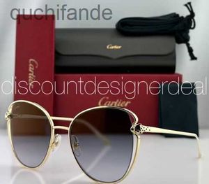 Counter de haute qualité des lunettes de soleil Carter Designer Femmes Panthre Lunettes de soleil CT0236S Gold Metal Frame Grey Gold Flash Lens 57 avec logo réel