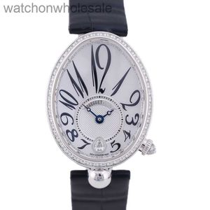 Brale de qualité Brande Breguat Watches Femmes Généreuse bande de cuir Naples Queen 8918BB / 58/964 / D00D Platinum Mechanical Womens Watch