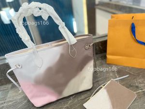 Teller dezelfde stijl tassen gradiënt regenboog render boodschappentas mode avondpakket koppeling handtas luxe designer tassen tote m20511 m59859