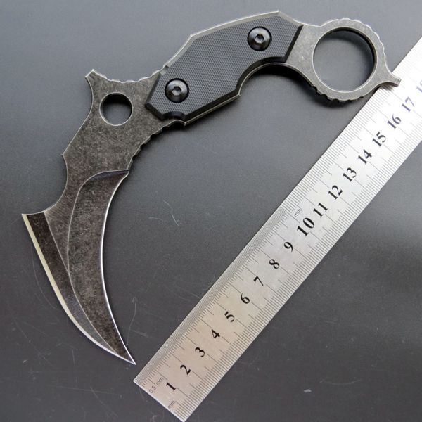 Couteau de karambit à griffe de contre-grève CS Go D2 Acier inoxydable Trançage de la survie Couteaux de poche Tools de décampage