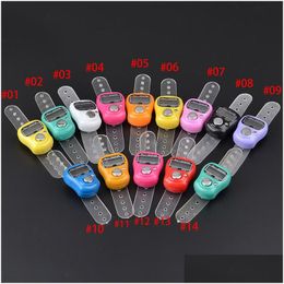 Compteurs Vente en gros Mini Hand Hold Band Tally Counter LCD Digital Sn Finger Ring Electronic Head Count Tasbeeh Tasbih Boutique 05 Drop Dhwvn