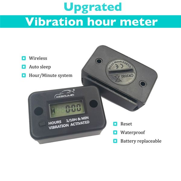 Compteurs Compteur horaire numérique sans fil Vibration Étanche Moteur Motohours Compteur Affichage LCD Mise en veille automatique avec batterie remplaçable Compteur de régime 230804