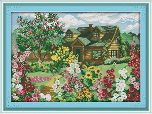 Country Cottage Landschap Home Decor Schilderen, Handgemaakte Cross Stitch Borduurwerk Handwerken Sets Geteld Afdrukken op Canvas DMC 14CT / 11CT