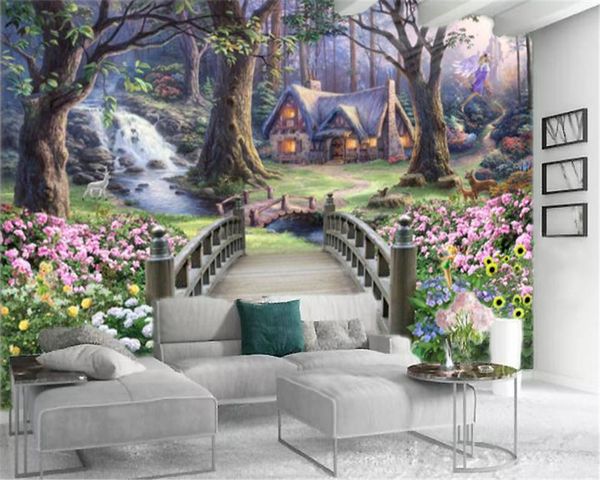 Fond d'écran Country Ctyle Cosy Cabin in a Beautiful Forest Salon Chambre Revêtement mural Fond d'écran HD