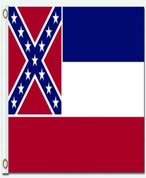 Drapeau de pays Mississippi États-Unis Bannière de l'État américain américain Design volant 3x5 pieds Bannières en polyester 100D 6873301
