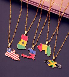 Pays carte drapeau collier afrique Guinée Ghana Libéria sous-marin Jamaïque Afrique du Sud Congo Honduras pendentif chaîne homme bijoux ps0708223929