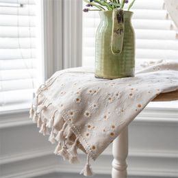 Rideau en lin et coton de Style pastoral campagnard, rideau Beige pour chambre à coucher, stores de fenêtre en marguerite mignons avec pompon 240115