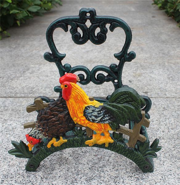 Coq Coq Support De Tuyau Équipement Fixé Au Mur En Fonte Corde Tuyau Cintre Rack Stand Organisateur Jardin Cour Cour Villa Poulet Cocker Décor Vintage Pays