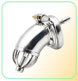 CouperNEW Dispositif en acier inoxydable avec cathéter urétral et anneau anti-chuteCage à coqCeinture de virginitéAnneau pour pénisCPA275549739
