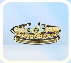 Paar Bangle Armbanden Mannen En Vrouwen 3pcsset Kroon Armband Oog Macrame Armbanden Roestvrij Stalen Kralen Hamsahand Sieraden Voor G1292695