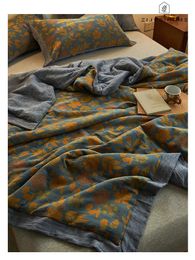 Couple lit couetter coton gauze rétro yarndy jacquard double quilts mince couvre-lit de couette sur les couvertures de couverture 200230 240514