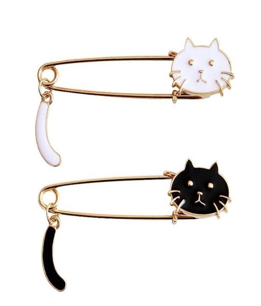 Couple Black Cat chaton Brooches métalliques Wagging Tail Émaies Émails mignons Cartoon Animal Pin Vêtements Accessoires Sac à dos Cadeaux 777004188