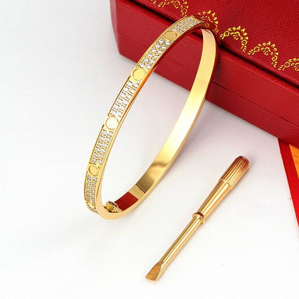 Pareja Pulsera Mujer Tenis Acero inoxidable oro Doble fila Diamante Joyería Moda Día de San Valentín al por mayor
