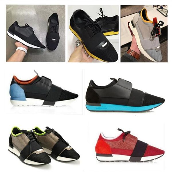 couple chaussures de sport bout pointu Race Runner Trainer Chaussures hommes et femmes Flat Low Cut Lace Up Respirant Mesh Sneaker EUR 34-47