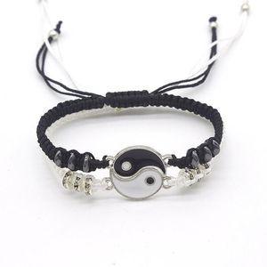 Paar bedelarmbanden lederen koord vlecht ketting armband Chinese Tai chi legering hanger tweedelige geweven minnaar geschenk