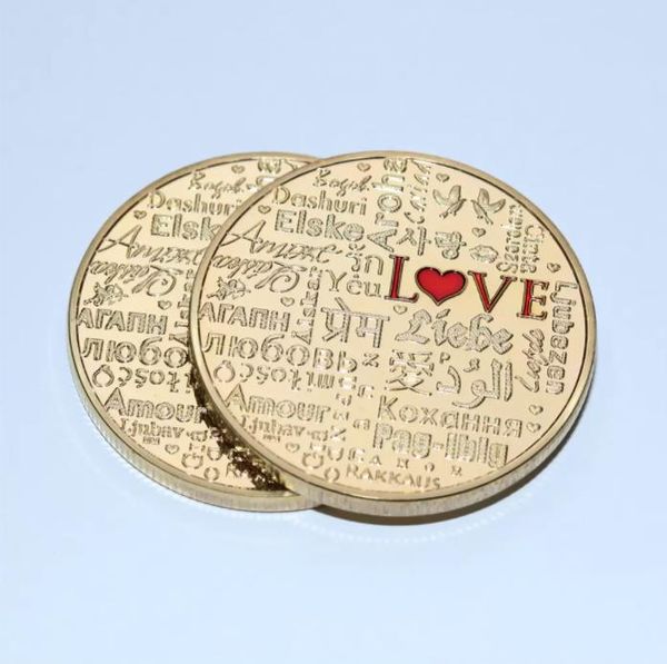 Colección de parejas Regalos de arte Souvenir Moneda de oro de la suerte Palabras de amor conmemorativas Romance.cx