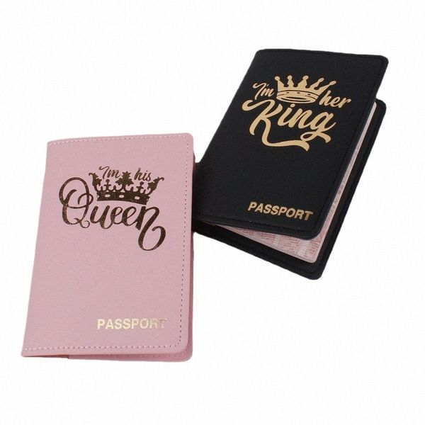 Pareja Crown Pu ID Titulares de tarjetas Busin Titular de la tarjeta de crédito Funda Bolsa de viaje Impermeable Suciedad Pasaporte Titular Cubierta Monedero v8yu #