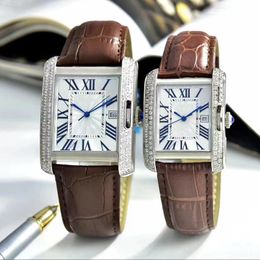 Paar designer heren kloon horloge luxe dames volautomatische mechanische diamanten inleg hoogwaardige lederen horlogeketting met lichtgevend waterdicht saffierglas