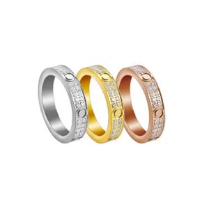 Couple bague à vis en diamant femmes en acier inoxydable zircon bijoux cadeaux pour femme accessoires en gros