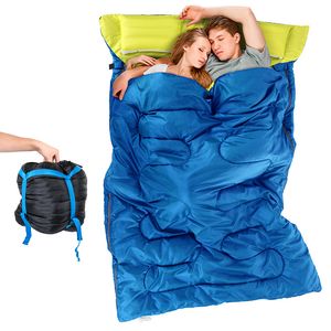 Paar Doppelschlafsack Outdoor Camping Wanderschlafsack (2,15 m * 1,45 m) tragbares Schlafsackkissen