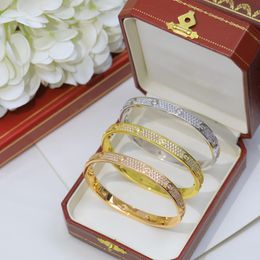 Couple Plein Diamant Bracelet Amoureux Bracelet Aurous Or Snap Version Or Rose-Or Blanc-Or Trois Couleurs Disponibles Taille 17