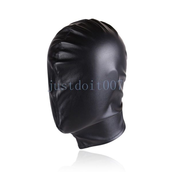 Masque à capuche en cuir pour Couple, jeu de Couple, tête complète, aveugle, privation sensorielle, retenue, nouveau # R98