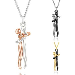 Couple étreignant pendentif collier amoureux ensemble pour toujours métal placage amour Style collier charme bijoux cadeau pour femme filles maman