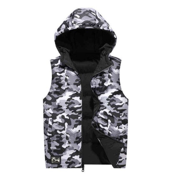 Pareja chaqueta chaleco otoño e invierno camuflaje chaqueta sin mangas cálido tamaño grande chaleco de hombre chaqueta de doble cara M-8XL 211105