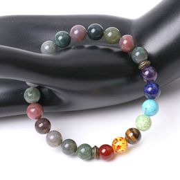 Bracelet à breloques en forme d'arbre de noël pour Couple, en Agate indienne, perles rondes en pierre naturelle, bijoux à la mode pour femmes, été