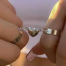 Couple Love Magnetic Ring Simple and Adjustable Opening Love Ring Ring Magnetic Rague Magnétique Chaîne Couple Matching Anneau