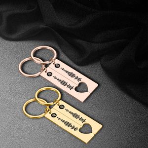 Koppel Muziek Gift Keychain Personaliseerde Spotify Code Keychains aangepaste muziek Spotify Scan Code Key Chain Engrave Key Ring Sieraden