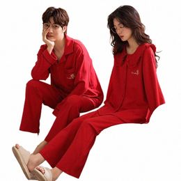 Couple Pyjamas Hommes et Femmes Vêtements de nuit Automne Printemps Lg Manches Doux Cardigan Pijama 100% Cott Lovers Pijamas Pyjamas 11Ut #