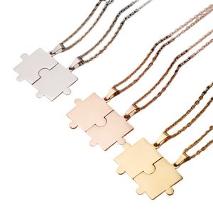Paar hangachtige ketting eenvoudige mode geometrische puzzel ketting combinatie minnaar vriendschap juwelen cadeau