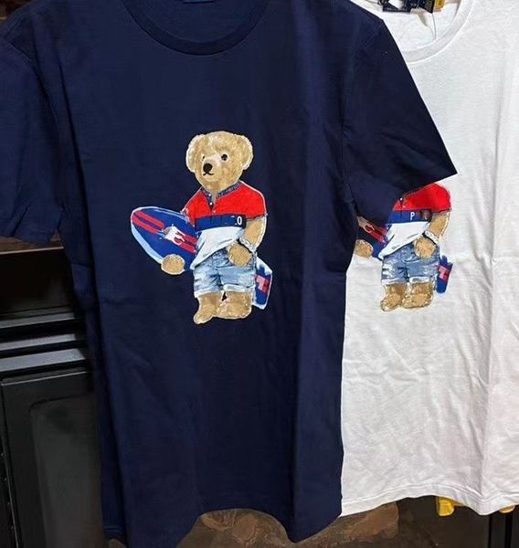 Polos Polos T-shirt à manches courtes Bears Men et femmes Polos Drapeau de dessin animé T-shirt American Bear Casual