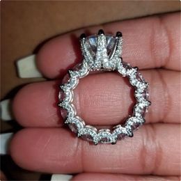 Couple Promise Ring 925 Sterling Silver Bijou 10 mm Aaaaa CZ Engagement Bands de mariage Rings For Women Men Bijoux Gift JSEQK