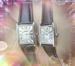 Couple quartz mode hommes femmes montre 34MM 28MM date automatique rectangle réservoir romain cadran ceinture en cuir horloge cristal miroir bracelet élégant montre-bracelet montre de luxe cadeau