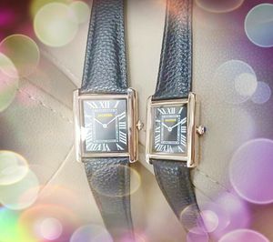 Pareja cuarzo moda hombres mujeres reloj 34MM 28MM fecha automática rectángulo tanque romano dial cinturón de cuero reloj pulsera premium oro rosa color plata lindos relojes de negocios