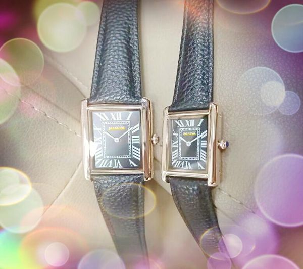 Couple quartz mode hommes femmes montre 34MM 28MM date automatique rectangle réservoir romain cadran ceinture en cuir horloge bracelet premium or rose couleur argent montres d'affaires mignonnes