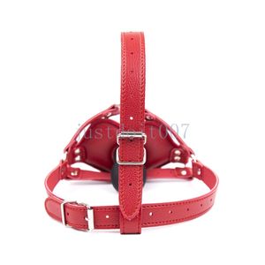 Bondage Couple Rouge Harnais Silicone Bouche Plug En Peluche Gag Tête Masque Sangle De Retenue Jouet # R43