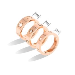 Rague de couple Men Anneaux Woman Classic Lover Ring pour Zircon Diamond 18K Silver Rose Never Fade Allergic -4 / 5 / 6mm
