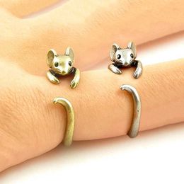 Paar ringen 1 stuk retro muis verstelbare ring cartoon muis olifant voor vrouwelijk meisje jongens vinger hiphop sieraden feest cadeau open ring s2452455