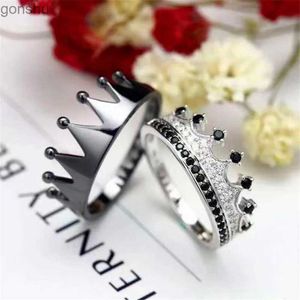 Couple Anneaux 2 pièces de Black and White Crown Womens Party Rings Fashionnable and Romantic Couple Jewelry Bride Couple Rings WX