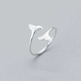 Paar ringen 2020 mode 925 sterling zilveren ring zeemeermin staart ring walvis open maat 5 6 7 verstelbare ring dames geschenk sieraden s2452801