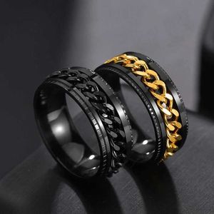 Paar ringen 2024 Cool roestvrij staal roterende heren ring hoogwaardige roterende ketting punk dames sieraden feest cadeau s2452301