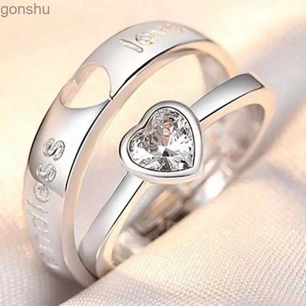 Couple anneaux 2pcs Fashion Equity Silver Couple Matching Ring For Women Open Adjustable Mariage Cadeaux de mariage Accessoires WX