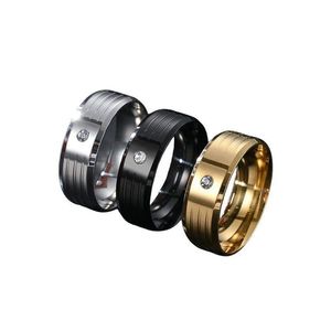 Salons de couple 8 mm Promesse de créateur en acier inoxydable à la mode pour les hommes femmes zirconi les bijoux de fête de mariage Valentin Drop de Dhgarden Dhgnk