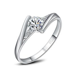 Ringen voor koppels 925 Sterling Sier-ringen Nieuwe hoogwaardige witgouden 1Ct Zwitserse diamant voor vrouwen Luxe bruiloftssieraden 338 N2 Drop D Dhfn9