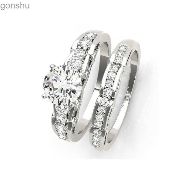 Rings de couple 925 Silt Silver Ring Set 1 CT CT Round Molybdenum Diamond Mariage Anneau de mariage Gift WX