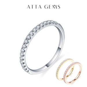 Paar ringen Attagems 925 Sterling Silver Platinum Ronde Hoge kwaliteit Cut Mosonite Ring Geschikt voor meisjes Cocktail Jewelry S2452301